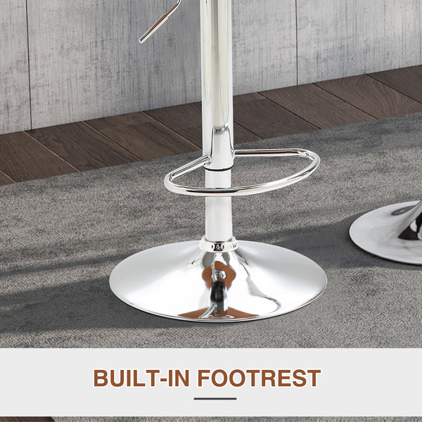 Set of 2 modern bar stools with backrest and swivel footrest, black