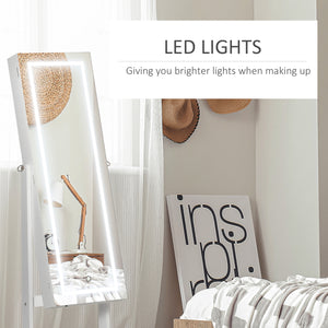 Lockable jewelry cabinet with LED lighting, white