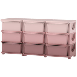 3-Tier 9-Drawer Plastic Toy Organizer, Pink
