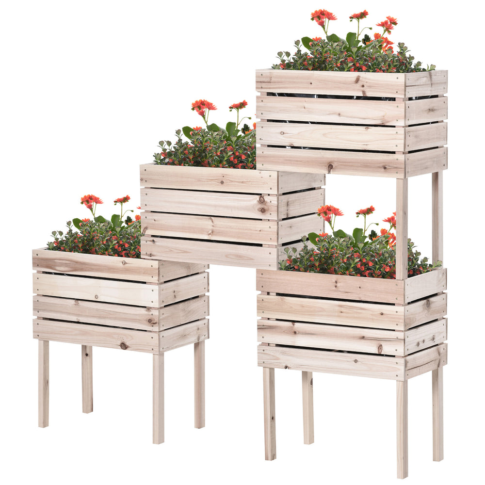 Set of 4 raised wooden garden planters