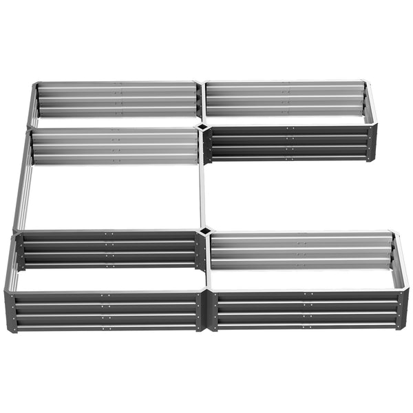 Set of 5 large raised steel garden planters, grey