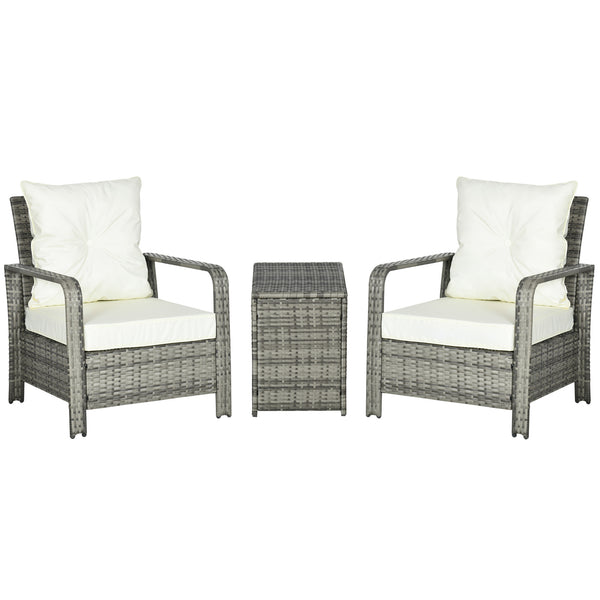 3-piece garden furniture set in woven resin, beige