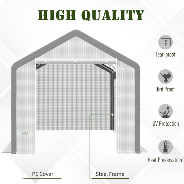 Garden greenhouse, wind resistance level 5, roll-up doors, white