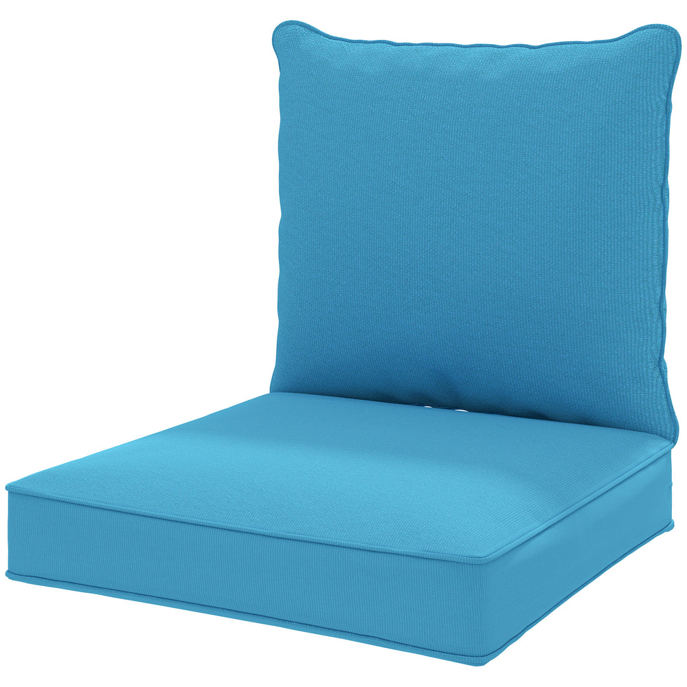 Coussins turquoise épais et profonds pour chaise de patio avec coussin de dossier, parfaits pour l'extérieur
