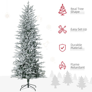 7ft Pre-Lit Frosted Artificial Christmas Tree with Warm White Clear Lights