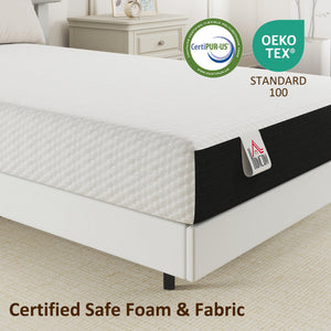8-inch Twin Cooling Memory Foam Mattress, Medium-Firm Comfort and Lumbar Support – White and Gray