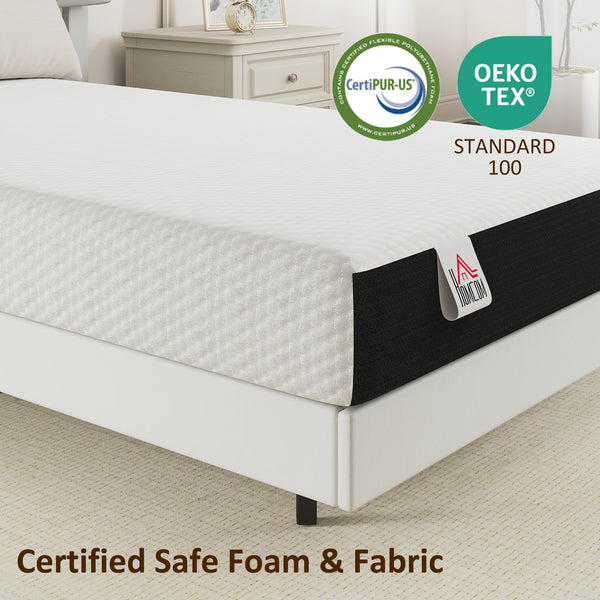 8-inch Twin Cooling Memory Foam Mattress, Medium-Firm Comfort and Lumbar Support – White and Gray