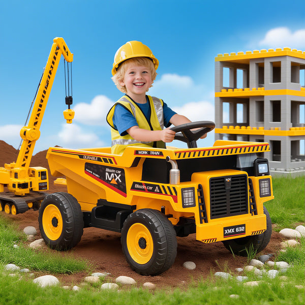 12V Dump Truck with Electric Tipper and Remote Control, Yellow