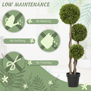 Artificial potted plant, 120cm, three-ball tree for indoor and outdoor use, green
