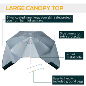 7ft 2-in-1 Beach Umbrella with Carry Bag, Green 
