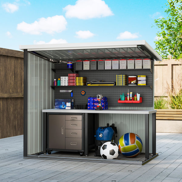 Metal garden shed with double doors, black