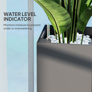 Set of 2 plastic planters with water level indicator, dark grey