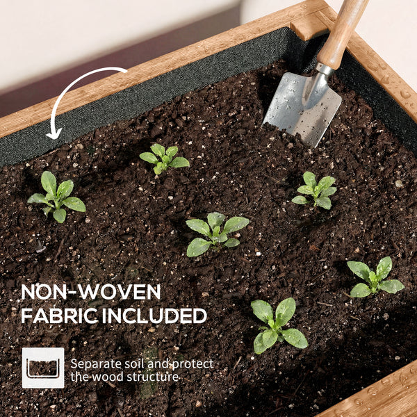 4-Tier Vertical Raised Garden Bed Outdoor Wooden Planter with Drainage Holes and Fabric Liner