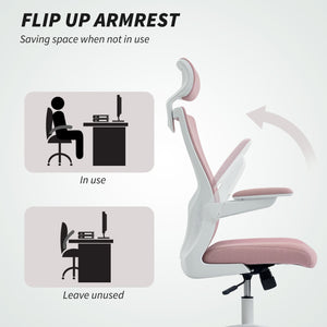 Ergonomic office chair with lumbar support and headrest, pink