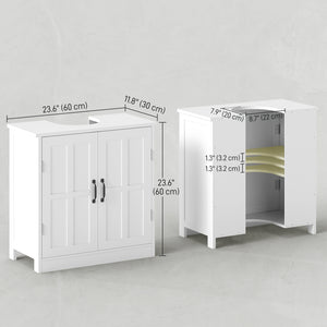 Vanity unit with double doors and adjustable shelf, white