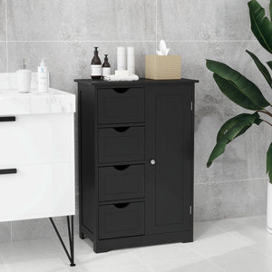 Bathroom Storage Cabinet with Adjustable Shelf and 4 Drawers, Black