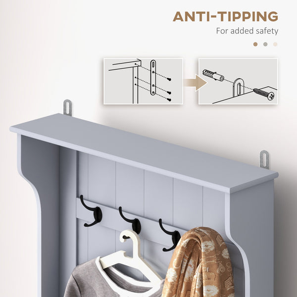 3-in-1 Hallway Unit with Coat Rack, Grey 