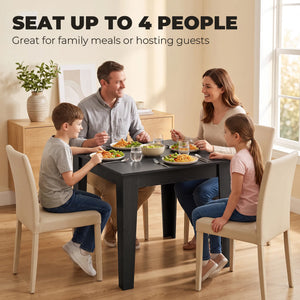 Small square dining table for 4 people, black wood effect