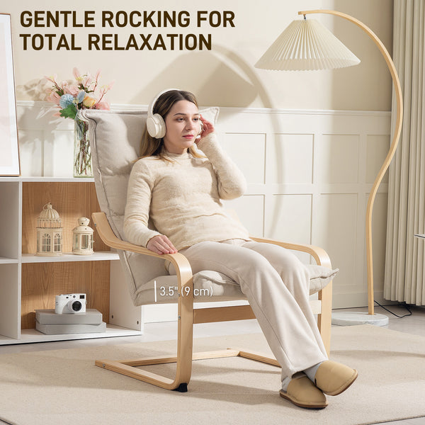 Upholstered accent chair with curved legs and armrests, cream white