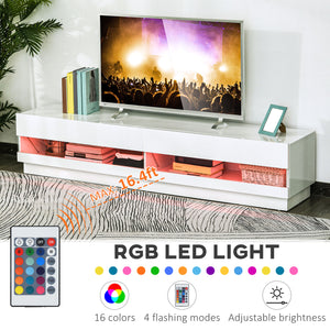 Illuminated TV stand for TVs up to 75 inches, glossy white