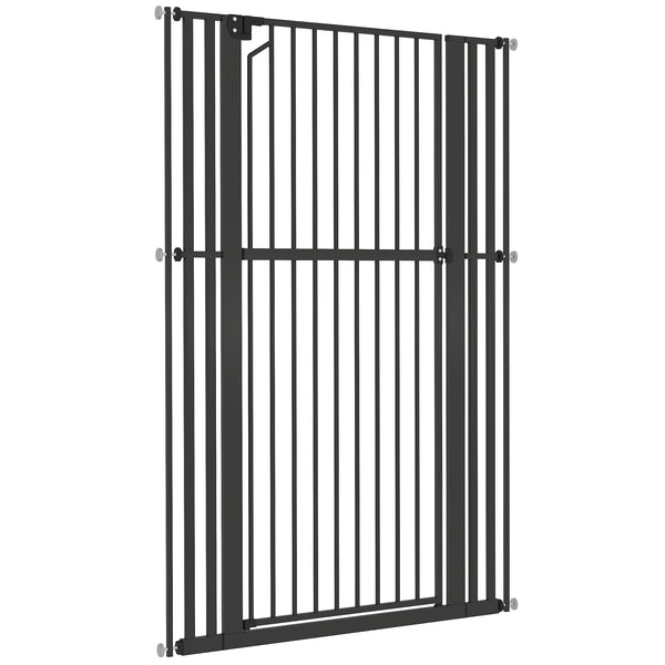 Extra-tall pet gate 63 in, adjustable width, black