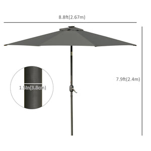 8.8-foot sun umbrella with 24 LED lights, tiltable canopy, anthracite grey 