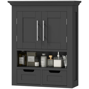 Wall-mounted bathroom cabinet with shelf, black