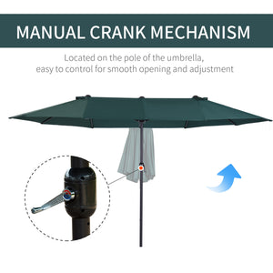15-foot double-sided parasol, dark green