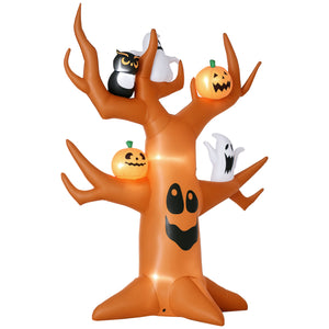 9ft Halloween Inflatable Haunted Tree with Pumpkins, Ghosts and Cat, LED Display