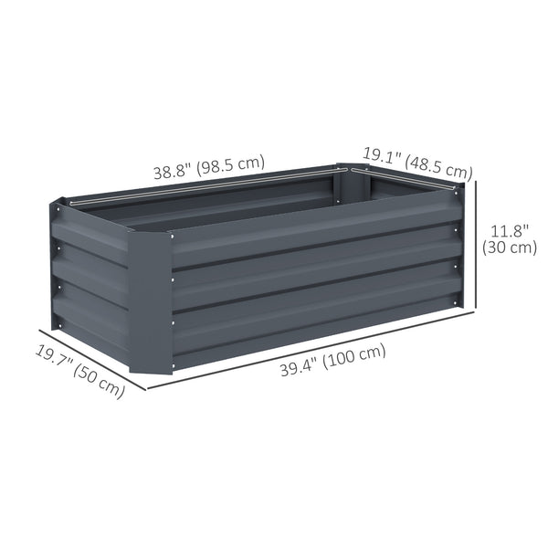 Set of 2 raised steel planters, dark grey 