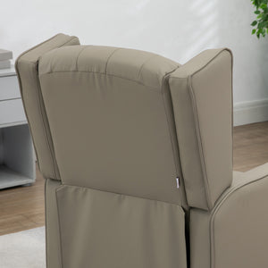 Modern faux leather accent chair with thick padding, khaki