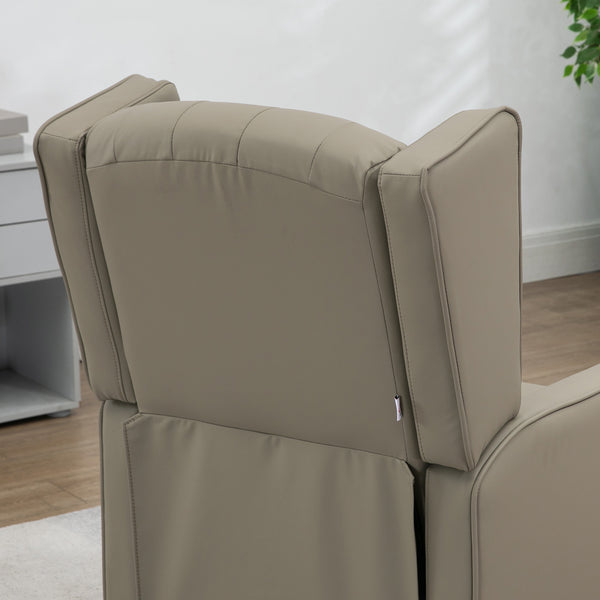 Modern faux leather accent chair with thick padding, khaki