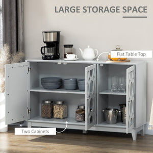 Kitchen cabinet with 3 mirror doors, 2 cupboards and an adjustable shelf, grey
