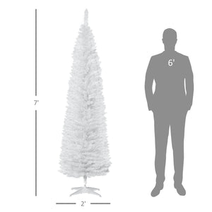 7ft Slim White Artificial Christmas Tree with Sturdy Metal Stand