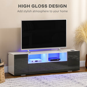 TV stand for TVs up to 60 inches with LED lighting, gray