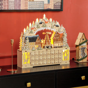 24-Day Wooden Christmas Advent Calendar with LED Lights