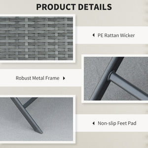 3-Piece Outdoor Rattan Folding Bistro Set, Grey