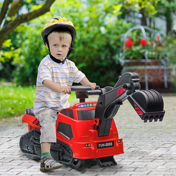 Jouet 3 en 1 pour enfants : excavatrice, bulldozer et compacteur roulant avec musique, couleur rouge