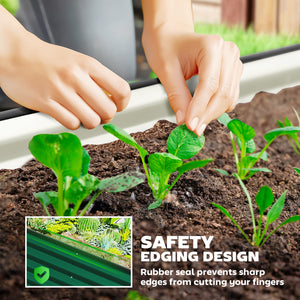 Galvanized raised planter with safety edging and gloves included, dark green 