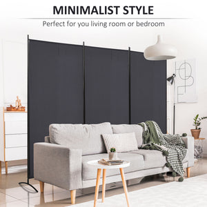3-panel, double-hinged, folding screen, anthracite gray