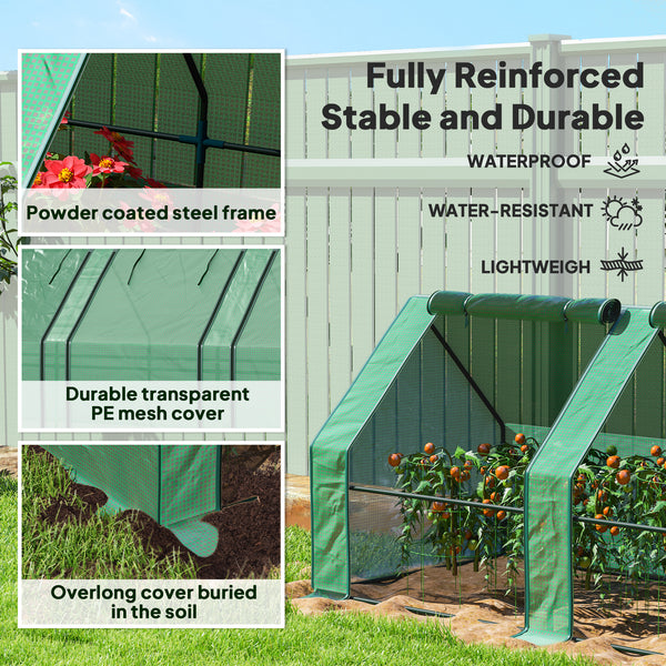 Mini Portable Tunnel Greenhouse for Growing Plants and Flowers, Warm Greenhouse with Zippered Roll-Up Doors, Green