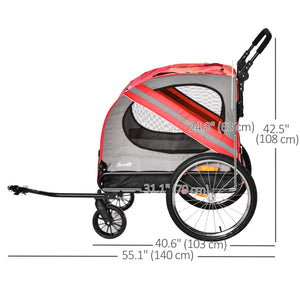 2-in-1 Dog Bike Trailer for Small and Medium Dogs, Red