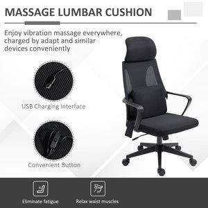 High-back office chair with lumbar massage cushion