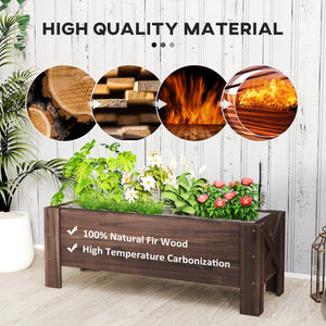 Raised planter, carbonized finish