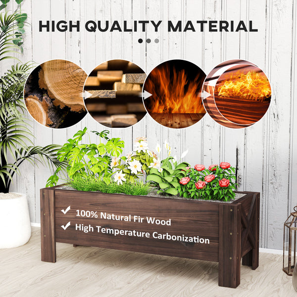 Raised planter, carbonized finish