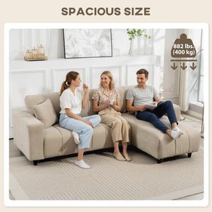 Sectional sofa with integrated seat, removable chaise longue, 2 cushions, beige