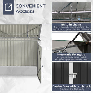 Outdoor bin shelter with double doors and ventilation, for 2 bins, dark grey