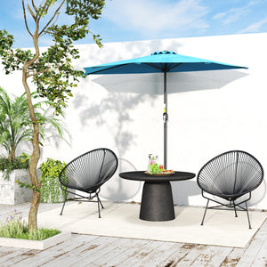 2.7m Half Round Parasol for Patio, Garden, Balcony, Window, Sun Shade with 5 Ribs, Light Blue