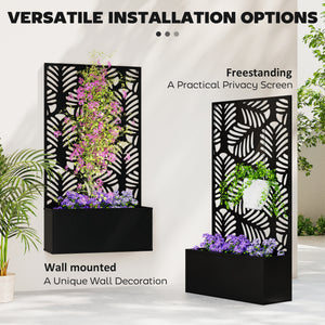 Metal planter with trellis for climbing plants 