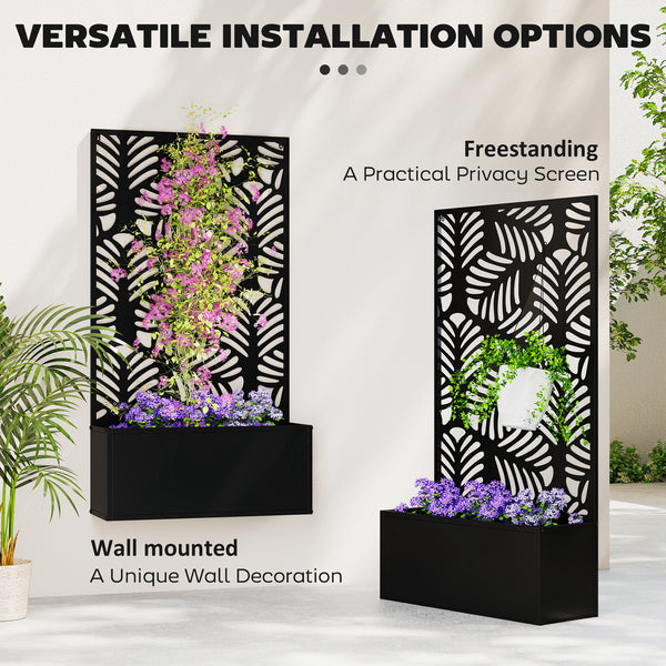 Metal planter with trellis for climbing plants 